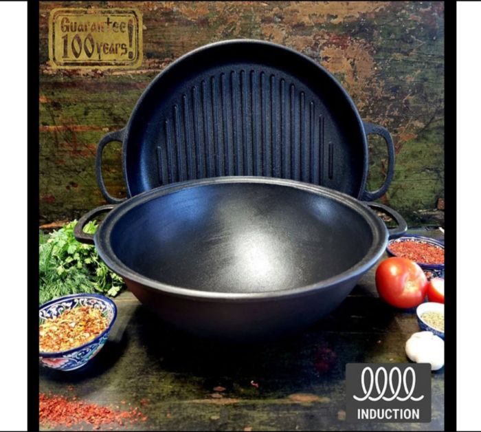 Казан WOK 8л з кришкою-сковорідкою гриль