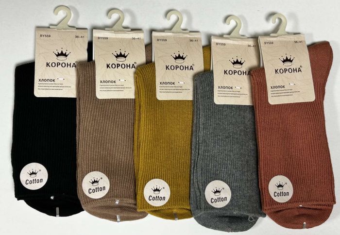 Шкарпетки Жіночі №559 (уп 10 шт) бавовна високі Корона